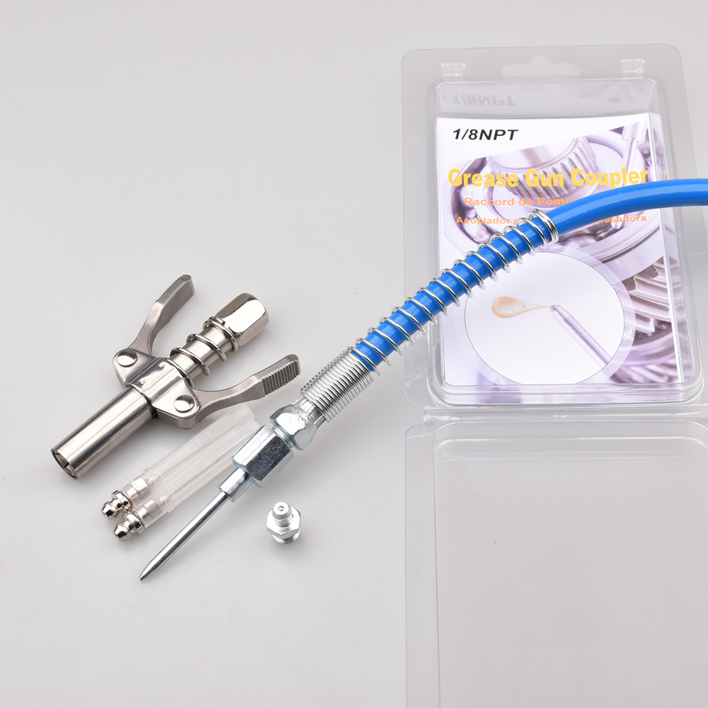 新款跨境实体店货源黄油枪打油嘴头耦合器30cm黄油管套装