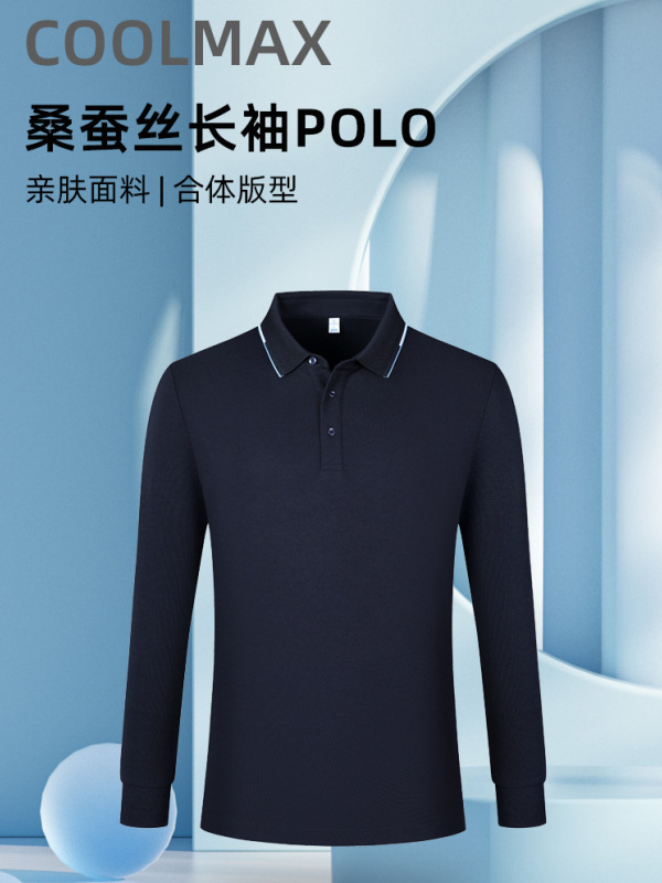 Ropa de trabajo profesional de alta gama ropa personalizada lana seda otoño invierno camisa polo de manga larga personalizada logotipo impresa