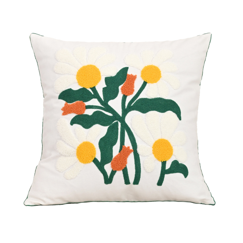 Nordic ins sala de estar toalla bordada sofá almohada cojín pequeño modelo fresco habitación almohada de respaldo de cabecera funda de almohada
