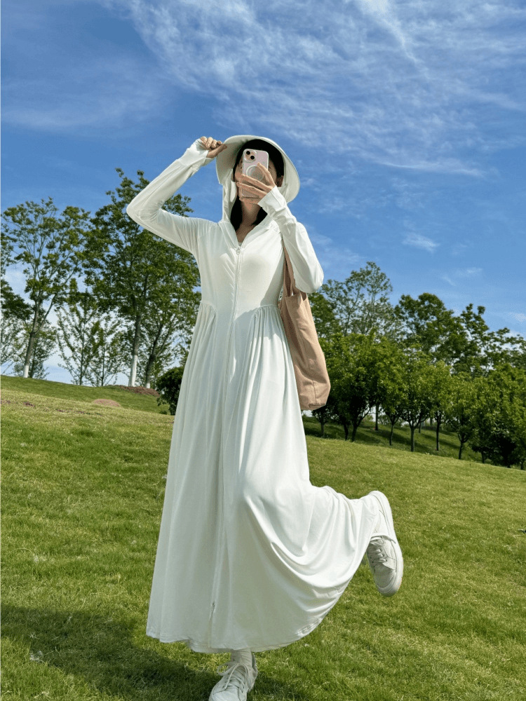 Long Waist-Cinching Ice Silk Sun Protection Clothing Skirt for Women Slim Summer Thin 2025 New Full Body Anti-Uv Sun Protection Clothing