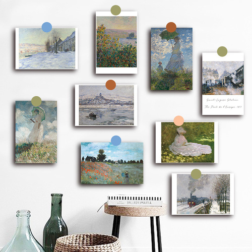 INS Nordic Style Decorative Card Wall Room Postcard Frame Picture Wall Sticker Decor Card Art Famous Painter