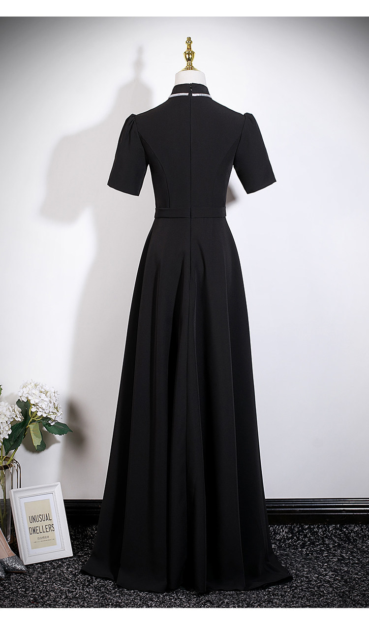 Women's Sophisticated Black Fitted Evening Gown Hepburn Style Elegant Dress for French Fashion Show Or Event_ecoleips.com