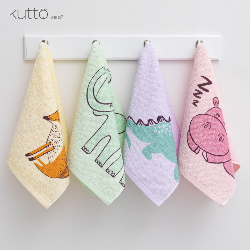 新品厂家直销卡通动物纯棉印花小毛巾儿童宝宝洗脸面巾现货批发|ms