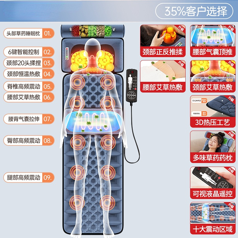 オークス マッサージマット 家庭用 全身 首 肩 腰 背中 マッサージャー マッサージクッション 揉み振動マッサージパッド