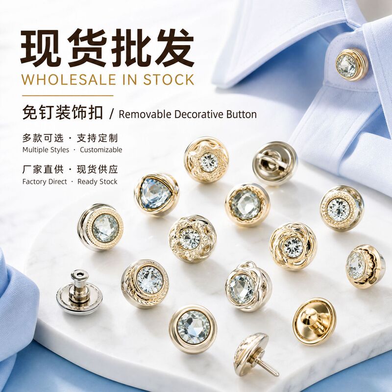 Wholesale In-Stock No-Sew Decorative Shirt Buttons, Anti-Exposure Detachable Adjustable Hidden Buttons, Versatile Shirt Decorative Buttons Wholesale In-Stock No-Sew Decorative Shirt Buttons, Anti-Exposure Detachable Adjustable Hidden Buttons, Versatile Shirt Decorative Buttons