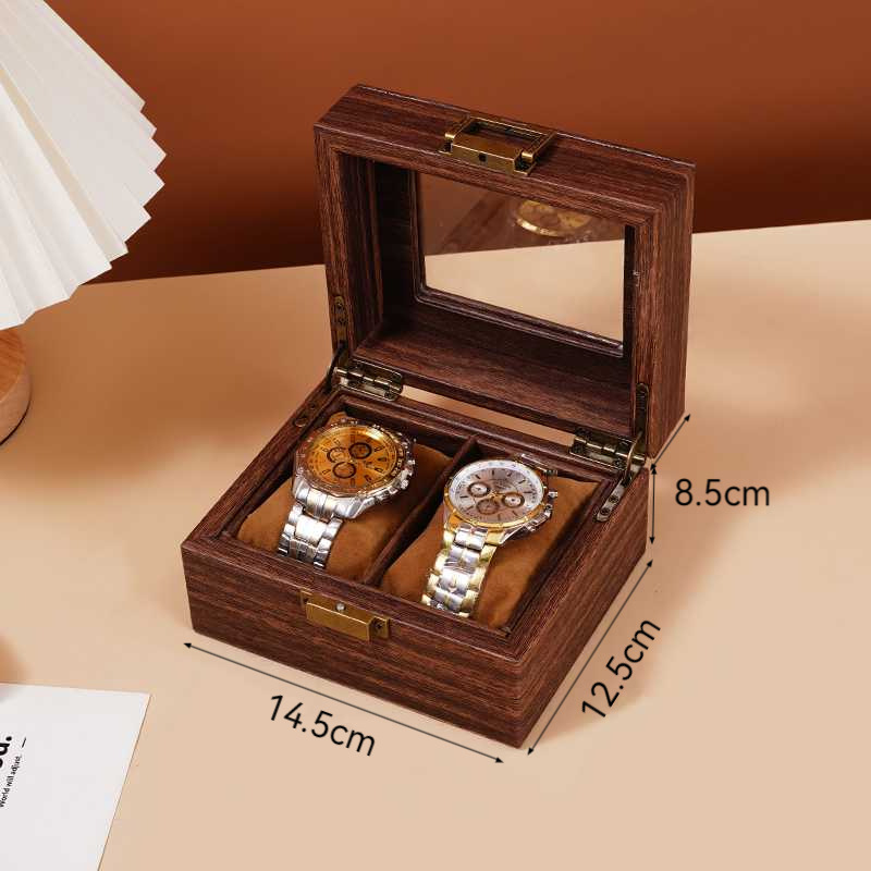 Caja de almacenamiento de reloj de cuero de veta de madera retro Caja de reloj múltiple Reloj de alta gama Reloj mecánico Caja de joyería Hogar de gran capacidad image 6