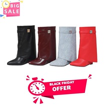 V 26456 Pointed Toe Wide Calf Boots with Buckle ��ͷ���۳�Ͳ