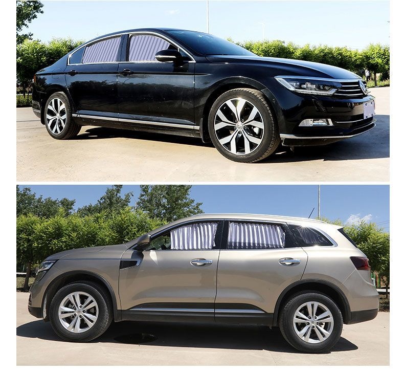 Car Window Curtains, Sunshade Curtains, Privacy Curtains for Small Cars and Suvs, Retractable Sun Protection and Heat Insulation, Double Sliding Rail Type