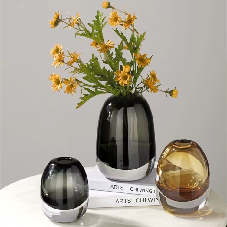 Minimalist high-end light luxury flower pot Crystal clear glass living room decoration craftwork mini flower vase ornament