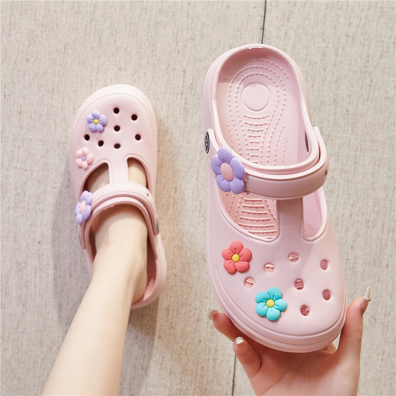 Summer platform crocs jelly beach shoes Girls Garden students flat non