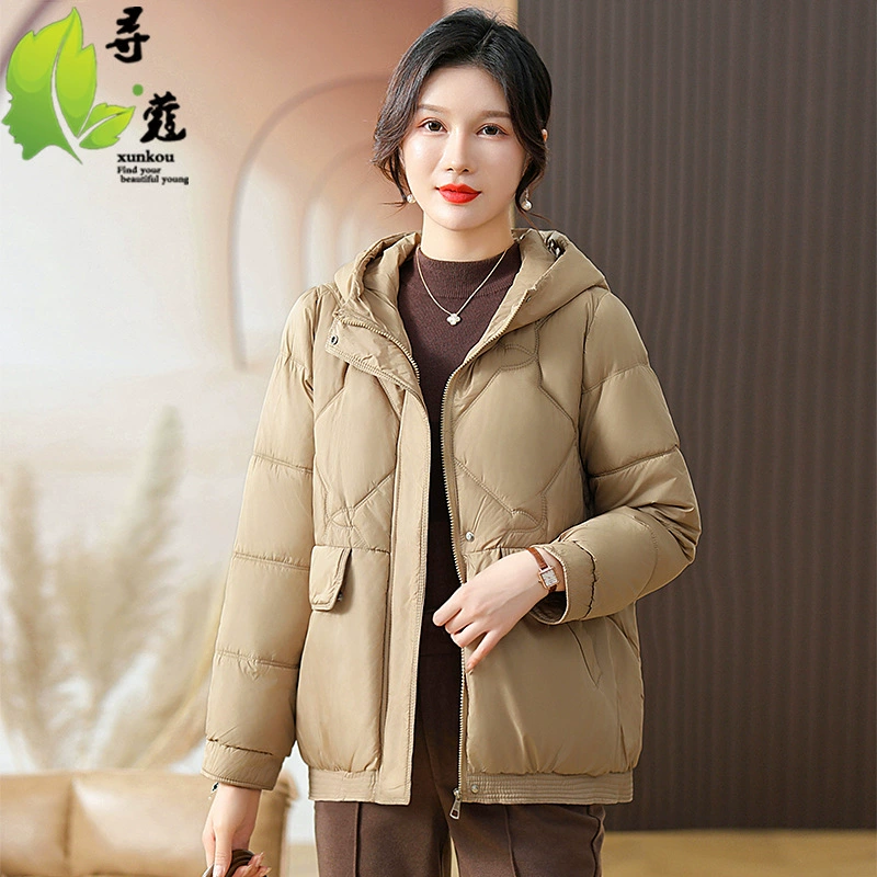 Зимнее пальто для молодой мамы, короткая куртка на хлопковой подкладке, теплая утолщенная куртка на хлопковой подкладке для женщин среднего и пожилого возраста, Женская Стеганая куртка на хлопковой подкладке