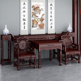 New Chinese-style Solid Wood Nestor Four Six-piece Set for Table Eight Immortals Table Fragrant Case Case Rural Living Room Central House God of Wealth Buddha Table