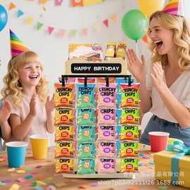 跨境木制零食收纳架可旋转超市薯片展示架铁木结合桌面零食陈列架