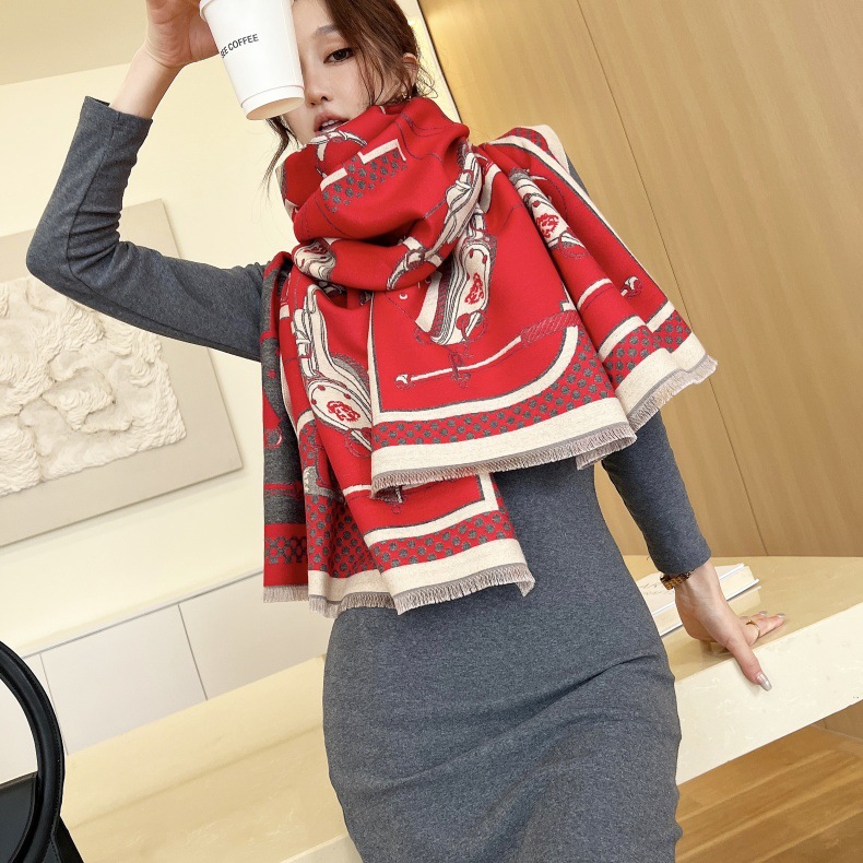 Sciarpa jacquard in cashmere imitazione di alta qualità e di lusso leggero, scialle invernale versatile da donna, antivento e caldo spesso_voghion.com