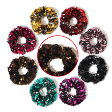 铎铃 欧美流行双色大亮片发圈 扎头绳头饰 韩版发饰女式头圈