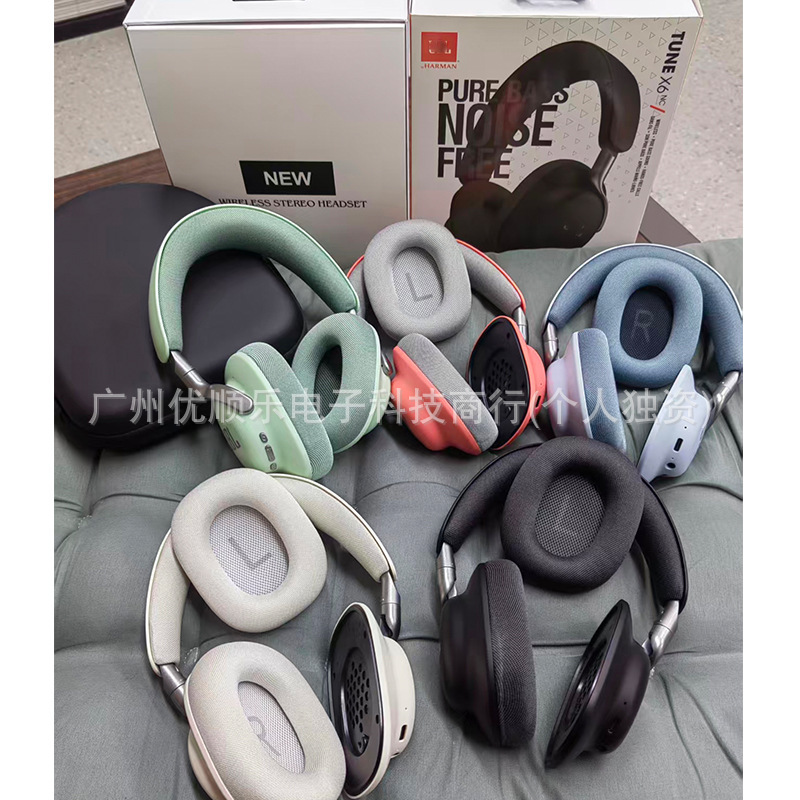 Cross-Border New Model X6Anc Over-Ear Bluetooth Headphones Compatible with Jbl Active Noise Cancellation, with Leather Case and Magnetic Earcups for Sports