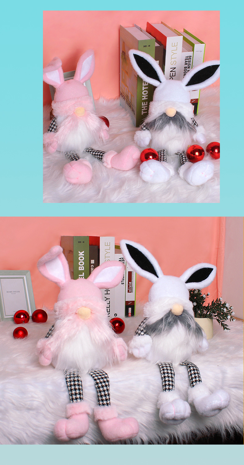 Hong Kong Love Cross-border Easter Long Leg Rabbit Doll Ornaments Cute Elf Doll Home Festival Decorative Supplies display picture 3