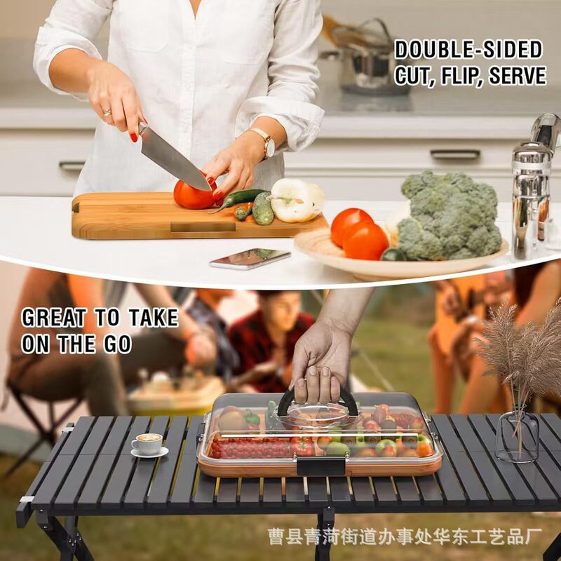 竹木托盘带盖果蔬拼盘熟食板分格点心餐盘家用派对餐盘实木牛排盘|undefined