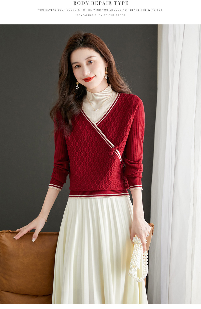E6081 1060K ÁO LEN NỮ TAIRYA ÁO LEN DÀI TAY CẢ BỘ 2 MÓN MÙA XUÂN THU ĐÔNG PHỤC CỔ CỔ ĐIỂN THỜI TRANG NỮ G03 SẢN PHẨM MỚI
