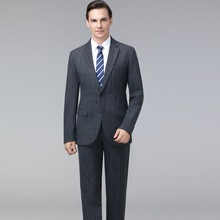 秋冬西服套装男二粒扣中年男士商务休闲毛料高级羊毛西装厚款外套