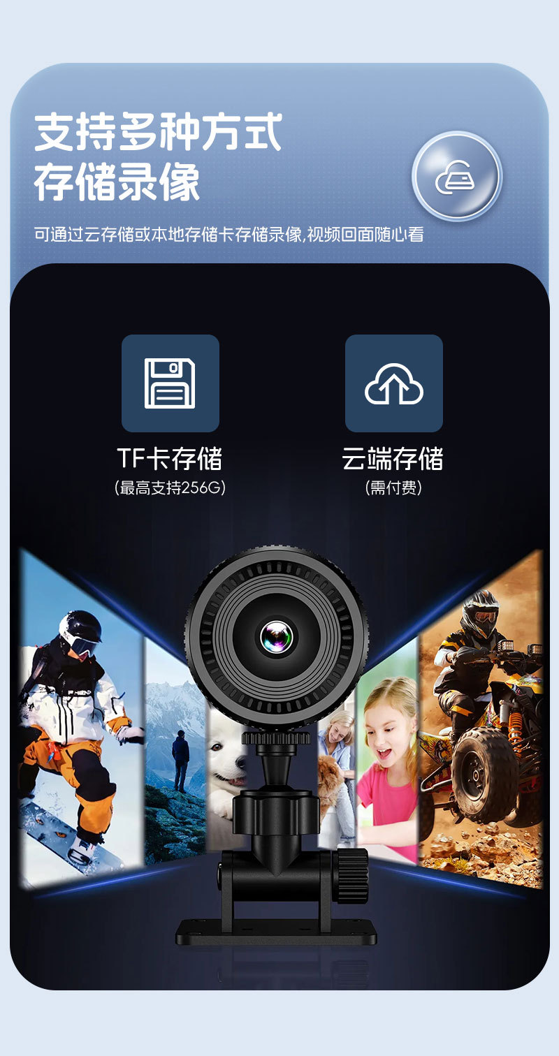 私模C8摄像头200万高清广角WiFi小相机移动侦测app推送家用摄像机
