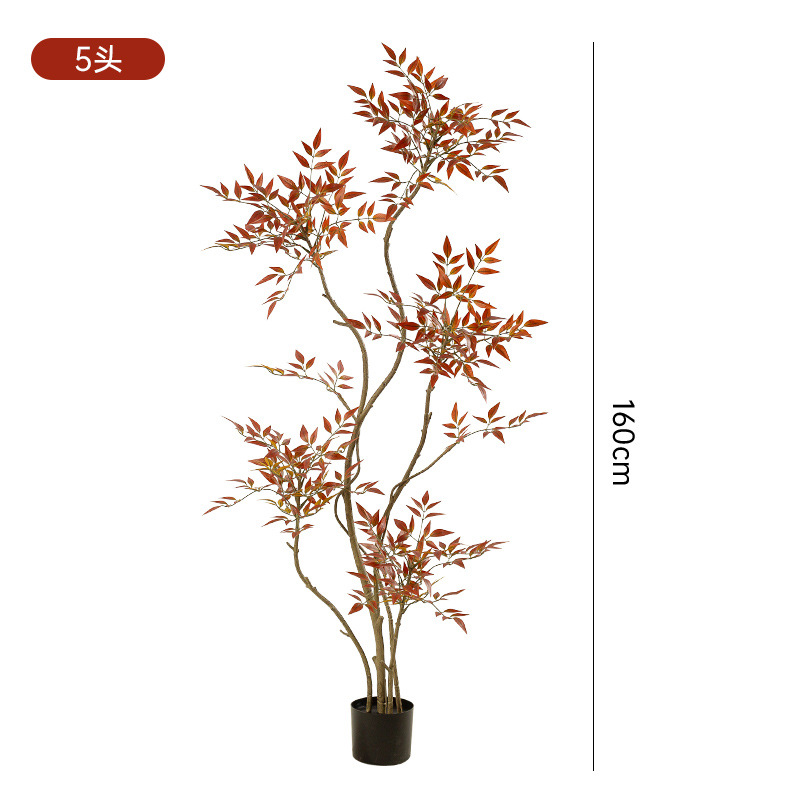 Simulación de estilo nórdico, bambú Nantian, gran planta verde de piso a techo, sensación de alto nivel, sala de estar, decoración del hogar, planta de árbol falso en maceta