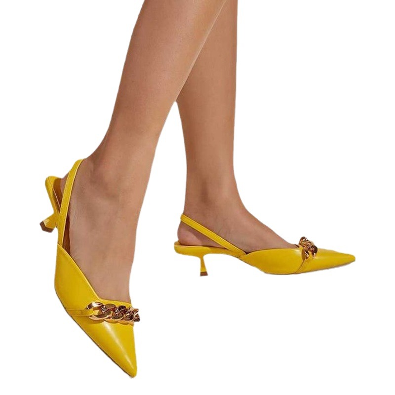 Comercio exterior europeo y americano 2022 verano nuevo comercio exterior más tamaño puntiagudo tacón medio señaló zapatos de una sola capa para mujeres