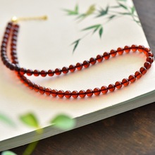 天然血珀妈妈链颜色红润尺寸约7毫米支持检测琥珀妈妈链项链