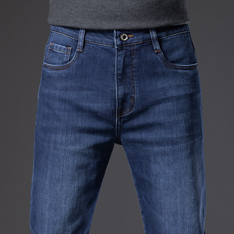 Men's Thick Cotton Straight Leg Durable Business Casual Trendy Long Pants for Autumn/Winter 2025