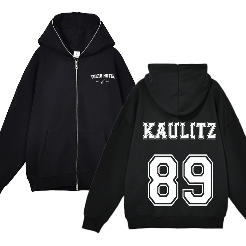 [Толикоку отель кожаная куртка Bill Kaulitz худи рок-группа спортивная кофта Y2K с полной молнией стиль]
