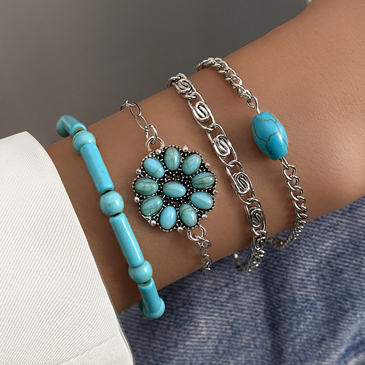 ethnic turquoise bracelet natural stone