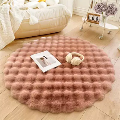 Bedroom Full Coffee Table, Car Carpet - leather-pink-bubble-velvet-thickened-and-encrypted-80cm-round