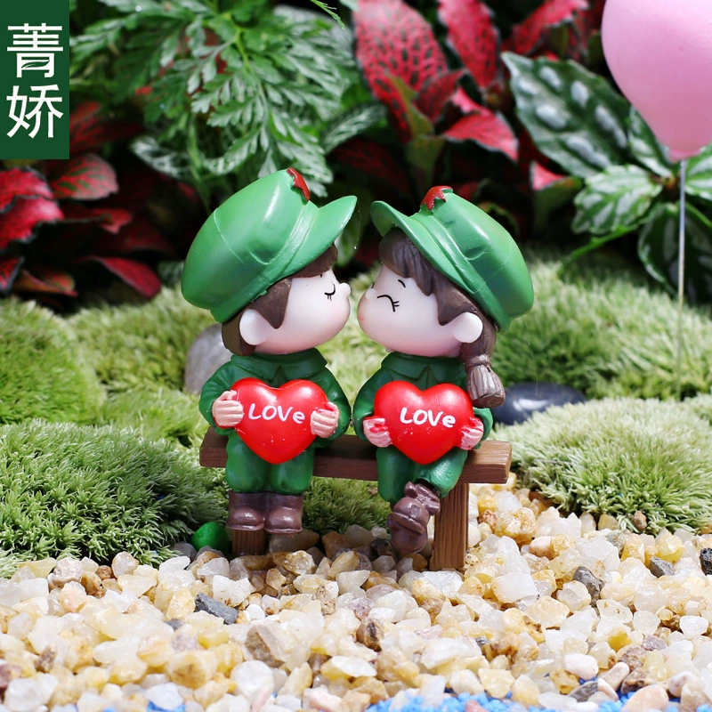 Обнимающая сердце солдат пара мох суккулент микро пейзаж DIY материал в горшке Садоводство зеленое растение Цветочные украшения