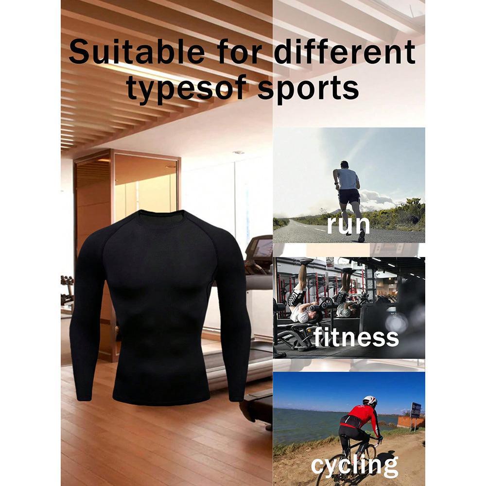 Men's Long Sleeve T-Shirt Sports Base Layer European Size Breathable Sweat Wicking Quick Drying Top_voghion.com