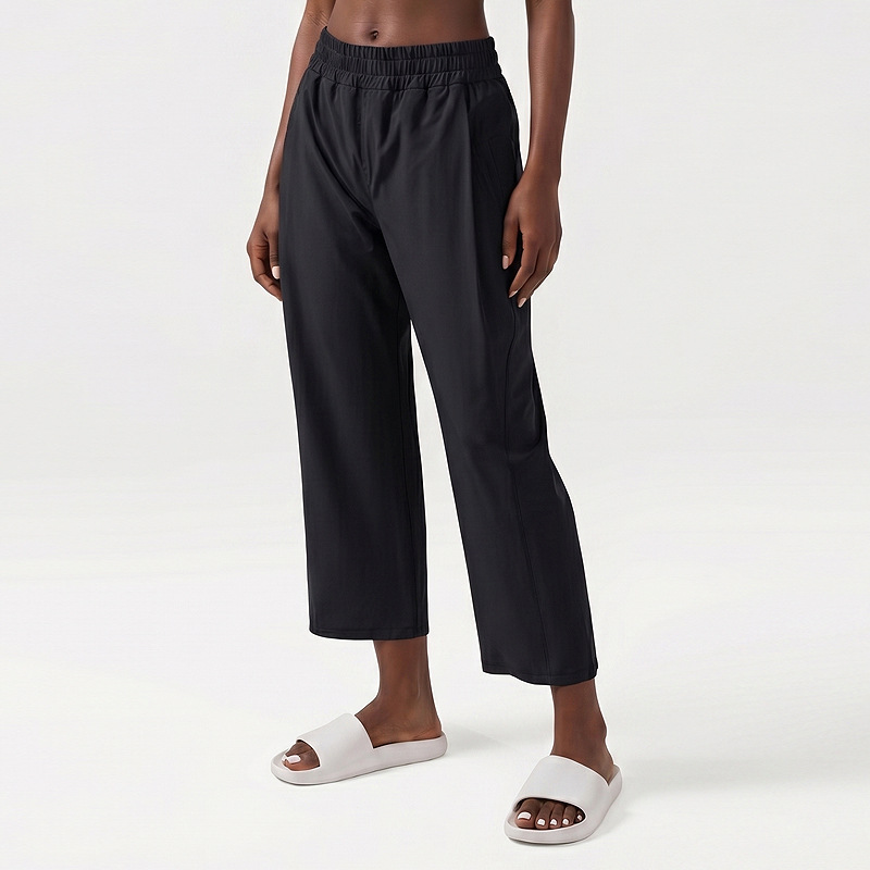Pantalones deportivos sueltos para mujeres colgantes sensación de colgantes rectos pantalones de pantalones de gimnasio casuales peluchu piernas anchas pantalones de 24 " image 8
