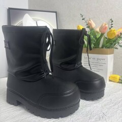 欧美风25新款冬季防水防滑短靴滑雪男女雪地靴厚底增高大头鞋