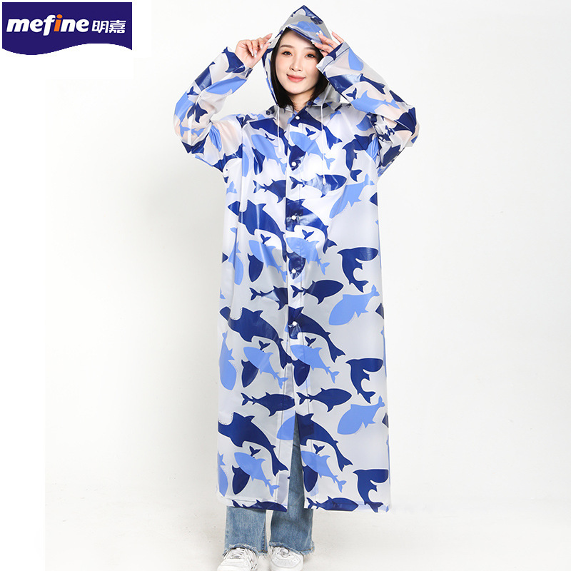 New Full-Print Eva Raincoat with Fashionable Fruit, Animal, and Letter Patterns for Adults, Non-Disposable Portable Raincoat for Hiking