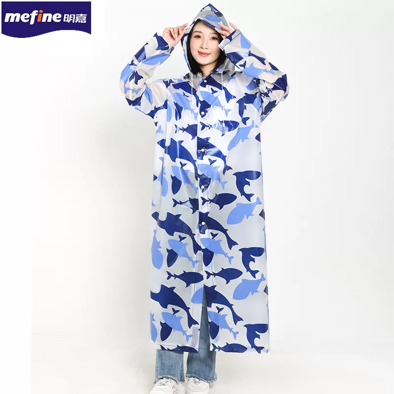 明嘉满印EVA雨衣时尚水果动物字母图案成人徒步非一次性便携雨衣