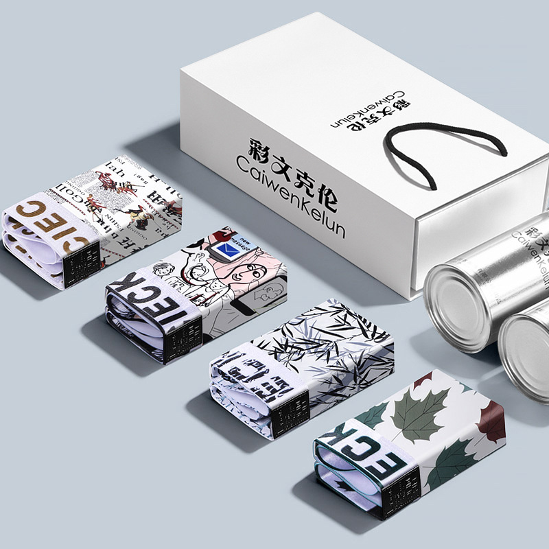 Bulk Ice Silk Men's Straight Leg Underwear Gift Box Breathable Antibacterial Four-Point Pants for Men with Letter Print Shorts Trendy