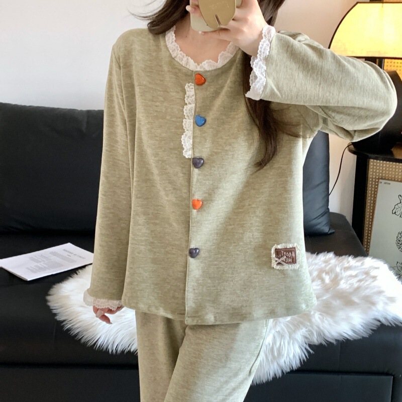 French High-End Cashmere Pajamas for Women, Autumn and Winter Cardigans, Simple, Comfortable, Casual and Warm Suits, Fairy Home Clothes French High-End Cashmere Pajamas for Women, Autumn and Winter Cardigans, Simple, Comfortable, Casual and Warm Suits, Fairy Home Clothes