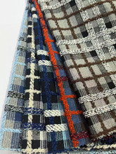 粗纺呢绒 现货银丝格子毛呢 大衣服装/鞋帽/箱包面料布料