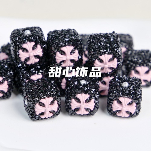 Heavy industry exquisite black square sugar beads square diamond beads loose beads diy jewelry mobile phone chain accessories