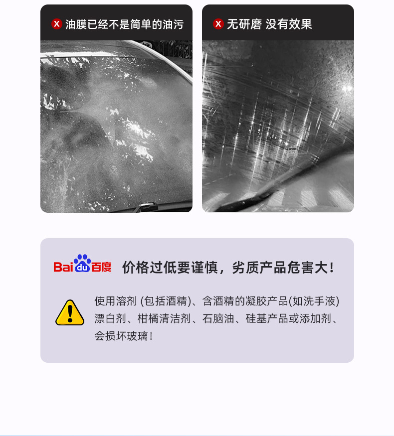Car Glass Oil Film Remover, Third-Generation Crystal Coating Water-Repellent Cleaner, 100ml Oil Film Wiper