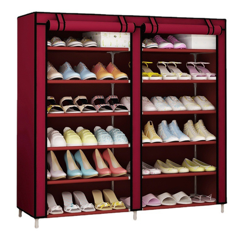 simple gabinete de zapatos no tejido soporte de zapatos ultra delgado polvo doble fila fábrica al por mayor almacenamiento minorista