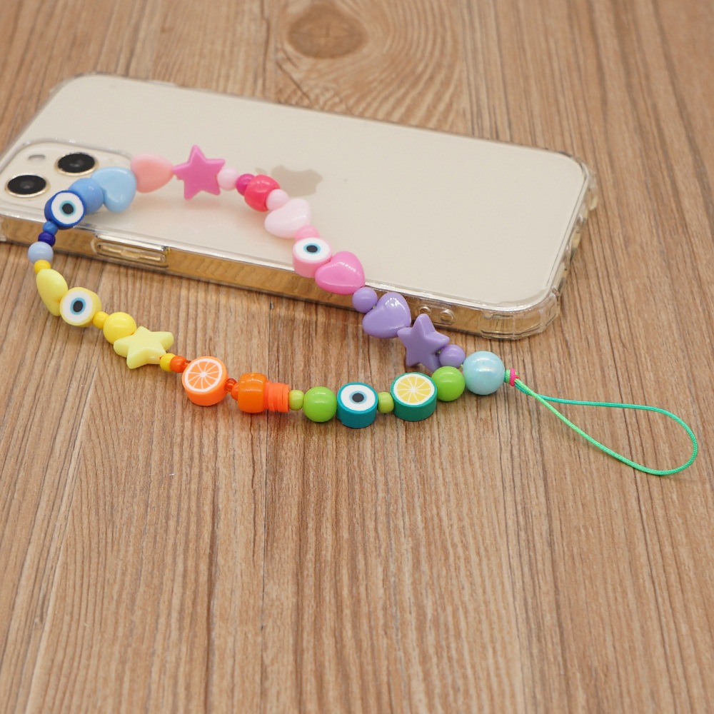 Wholesale Acrylic Heart Fruit Star Striped Mixed Color Beads Mobile Phone Lanyard Nihaojewelry display picture 10