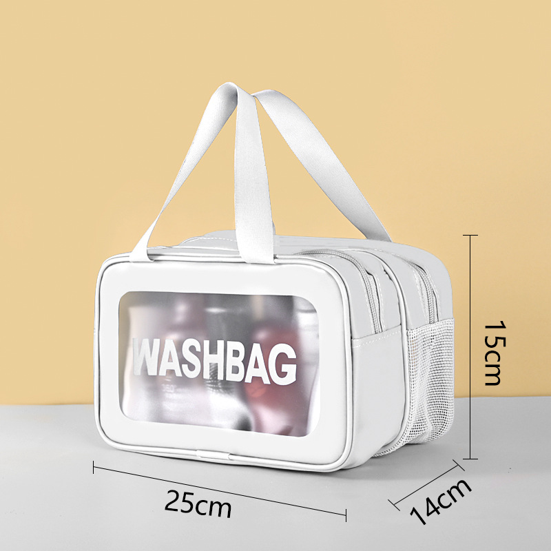 Neceser de Viaje Portátil de Doble Capa de PU Impermeable para Viaje y Baño