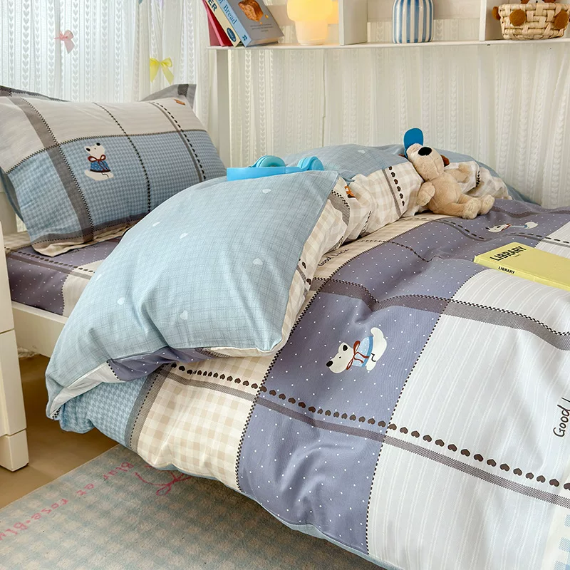 Cotton 3-Piece Bedding Set with Pillowcases — Breathable sheets in assorted cute prints