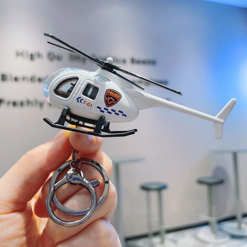 Creative alloy model helicopter keychain mini helicopter key chain personality bag pendant gift wholesale