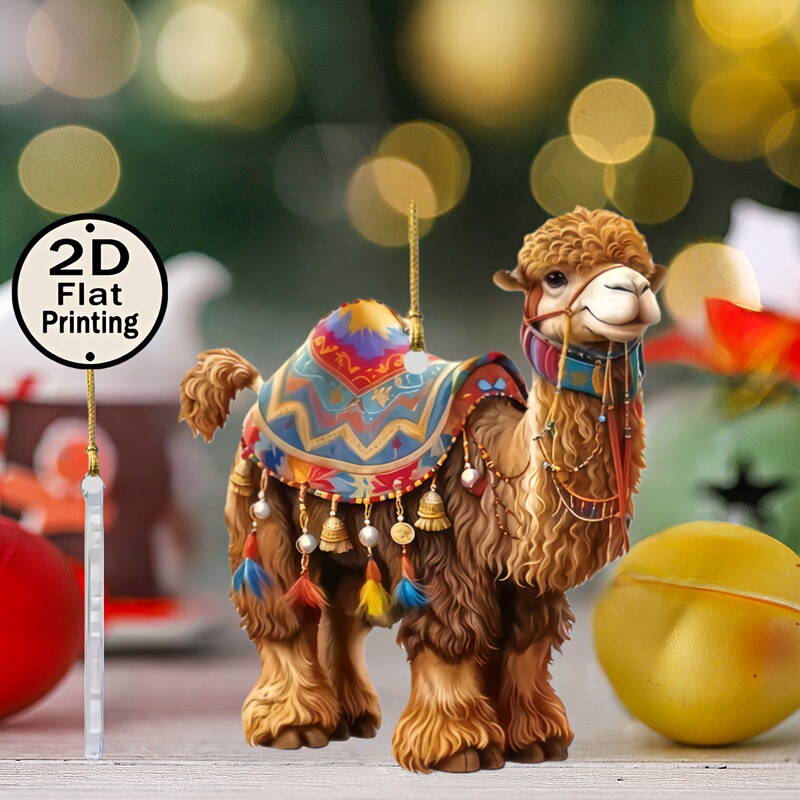 Cross-Border New Cute and Adorable Camel Backpack Pendant Acrylic Flat Car Hanging Ornament Home Holiday Decoration
