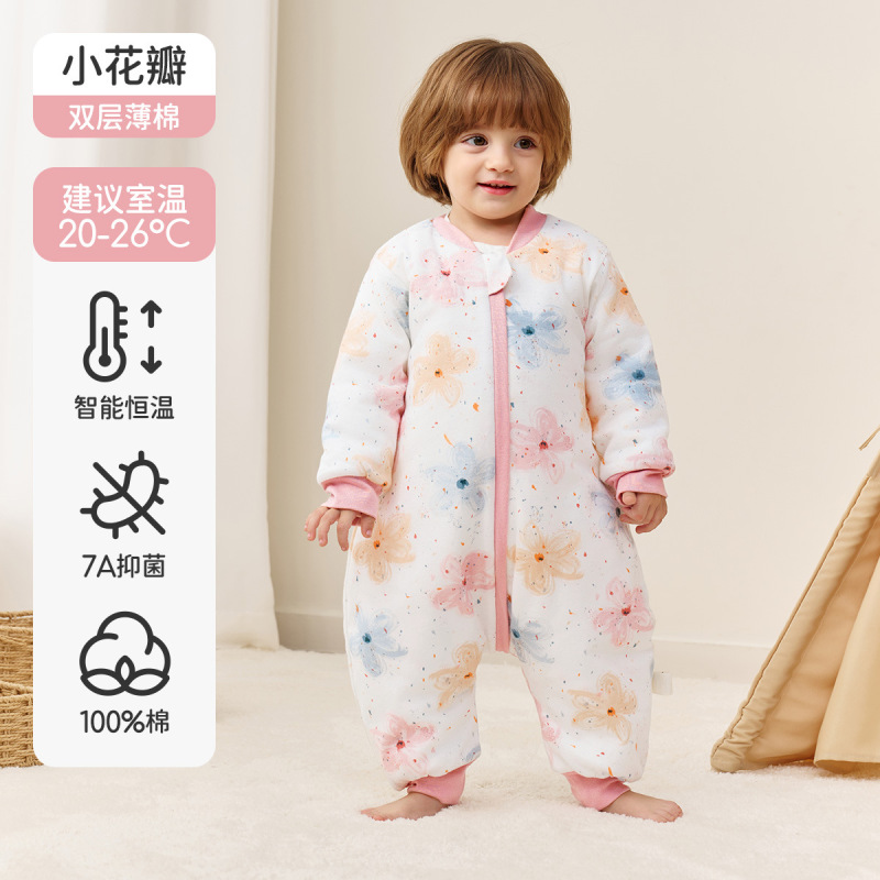 婧麒[暖姜]婴儿睡袋春秋冬季恒温分腿宝宝睡袋防踢被子四季通用|undefined